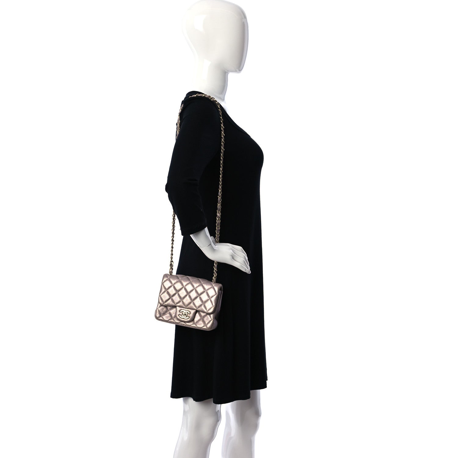 Chanel Iridescent Calfskin Quilted Mini Square Flap Light Pink 2 of 13