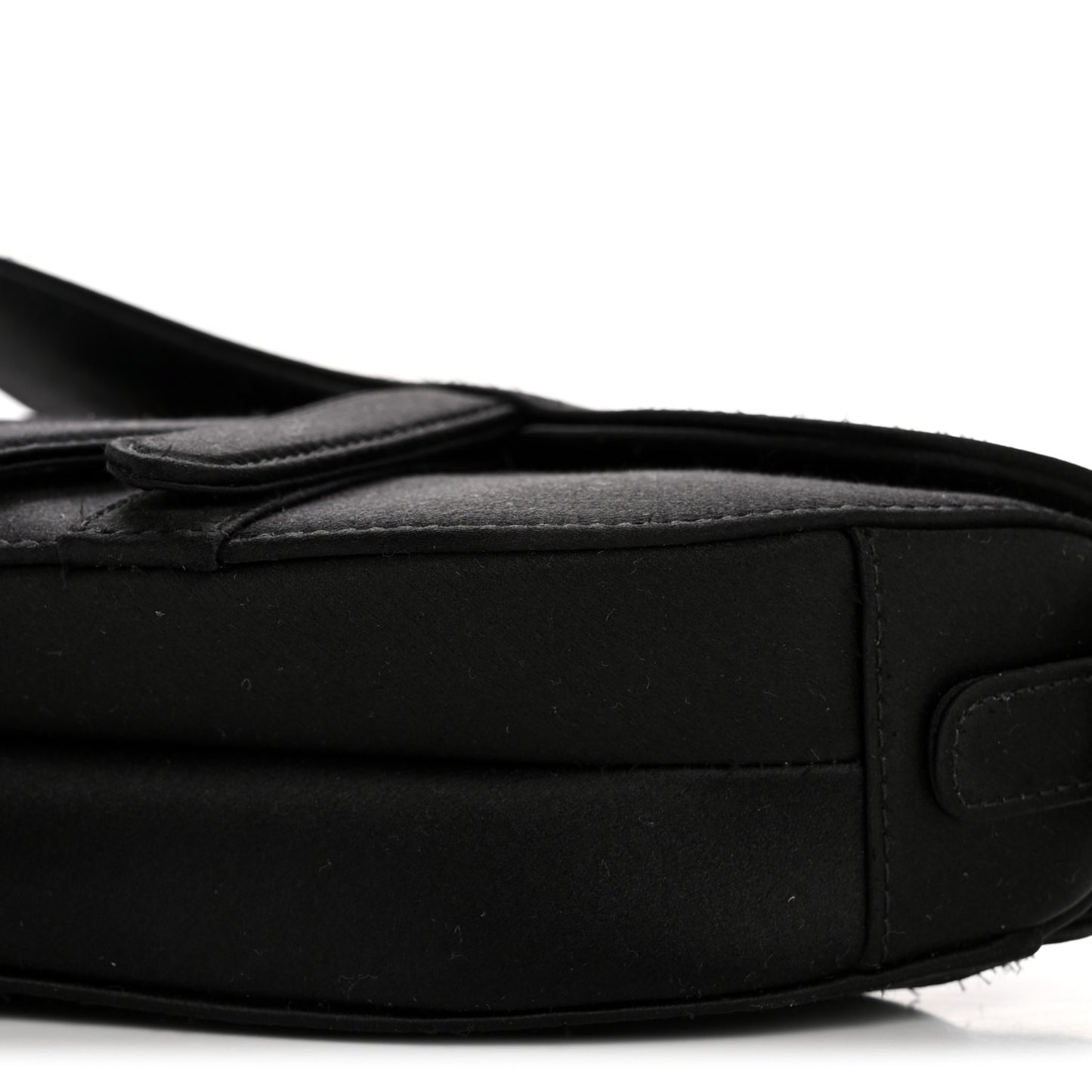 Satin Crystal Mini Saddle Bag Black