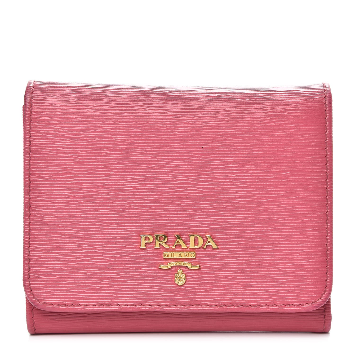 Prada Vitello Move Tri-Fold Compact Wallet Peonia 1 of 7
