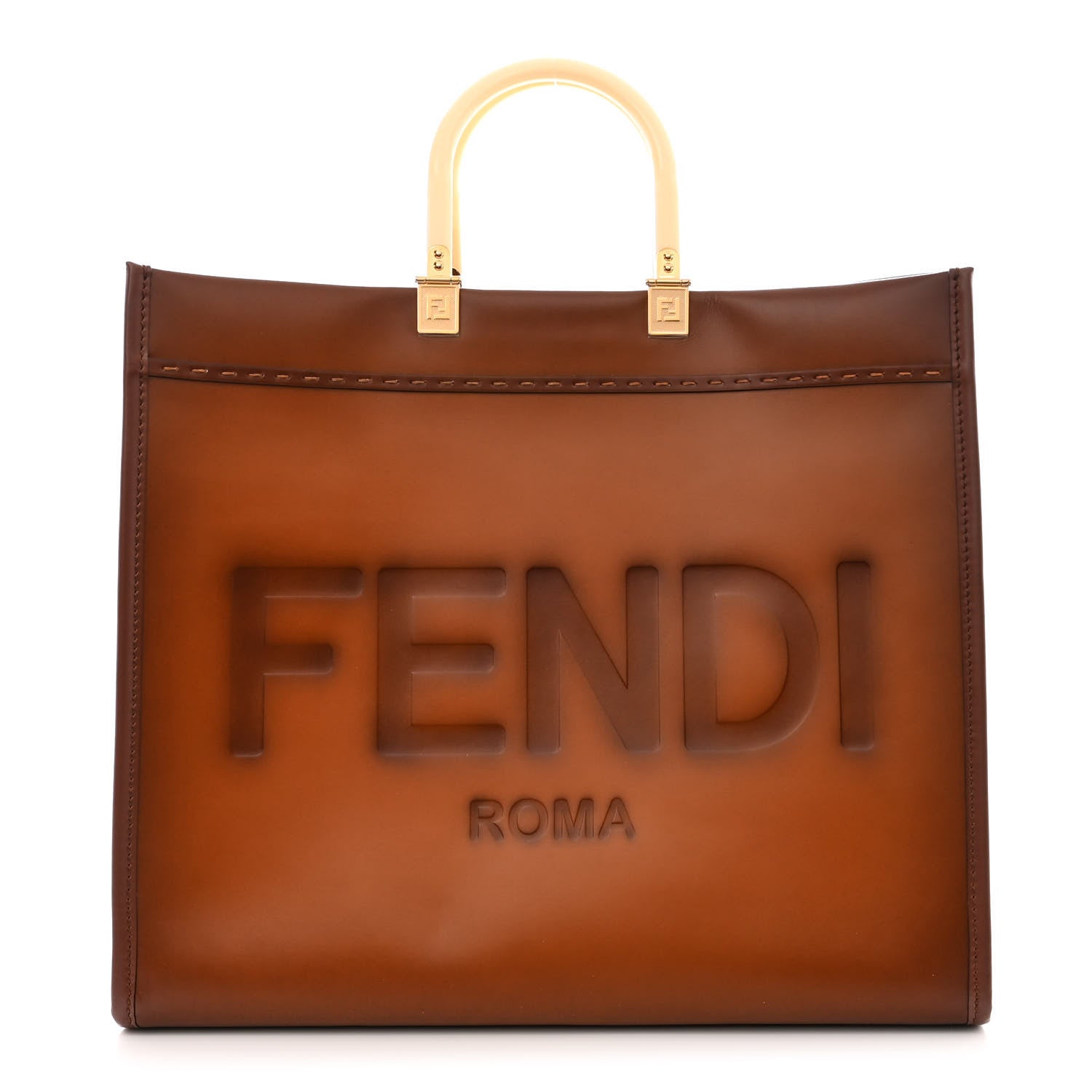 Fendi Vitello King Tamponato Large Fendi Sunshine Shopper Tote Cuoio 1 of 12