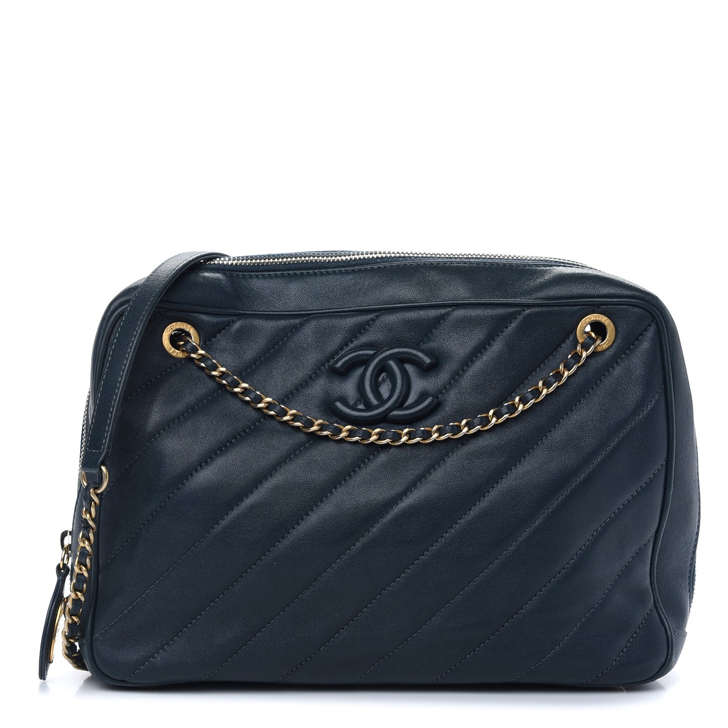 Lambskin Quilted Coco Vintage Camera Case Blue