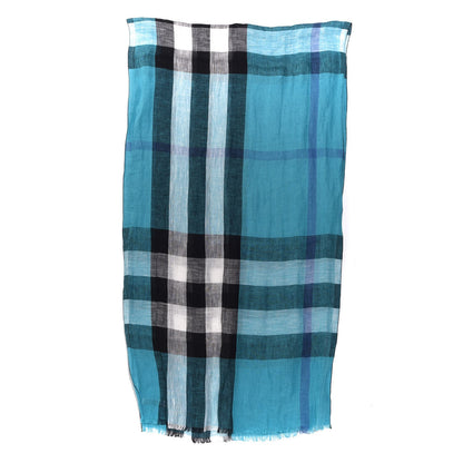 Burberry Linen Check Lightweight Scarf Blue 3 of 5