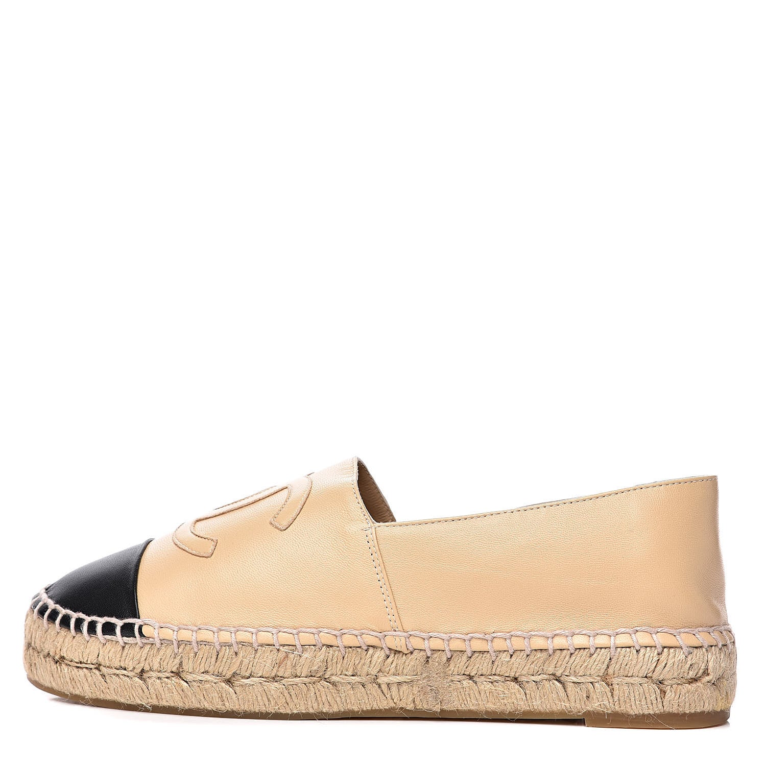 Chanel Lambskin CC Espadrilles 38 Beige Black 1 of 10
