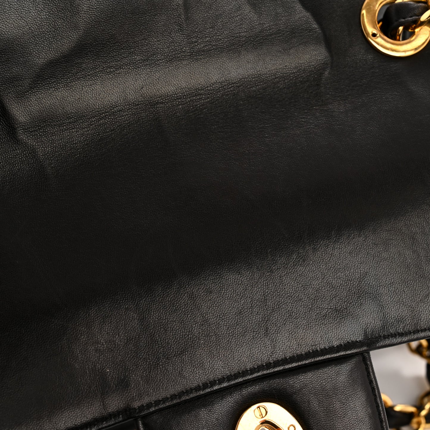 Lambskin Quilted Jumbo Single Flap Black