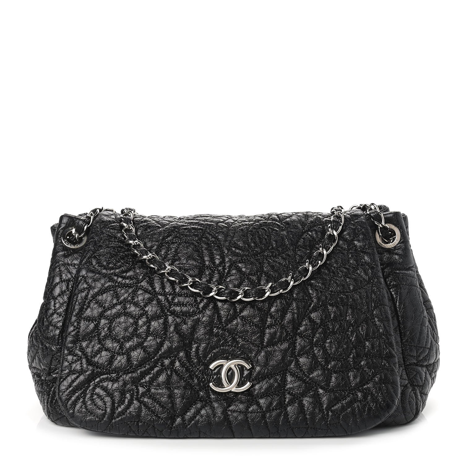 Chanel Vinyl Graphic Edge Accordion Flap Black 1 of 8