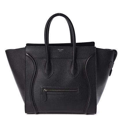 Celine Drummed Calfskin Mini Luggage Black 2 of 9