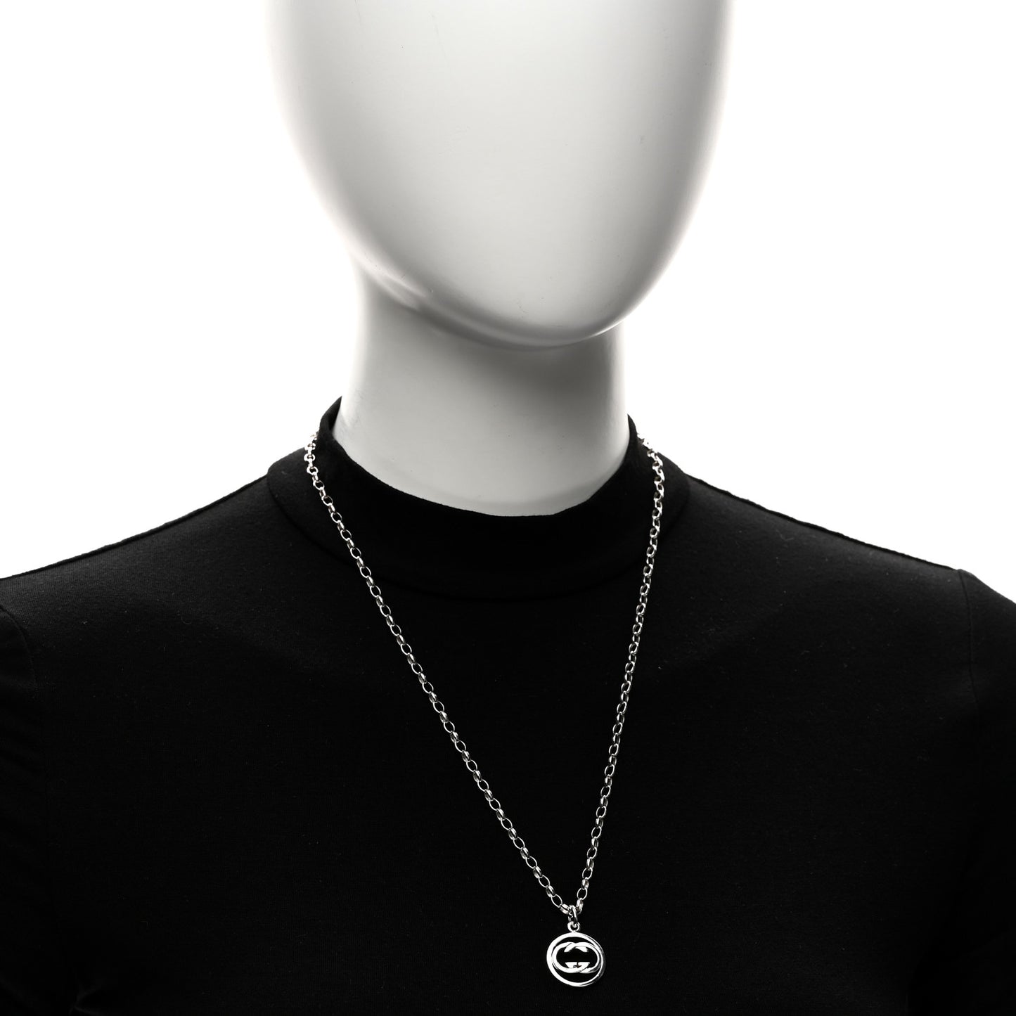 Sterling Silver Interlocking Circle GG Pendant Necklace