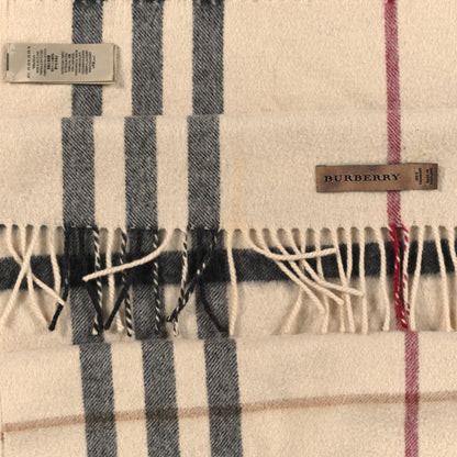 Burberry Cashmere House Check Fringe Scarf Beige 3 of 3