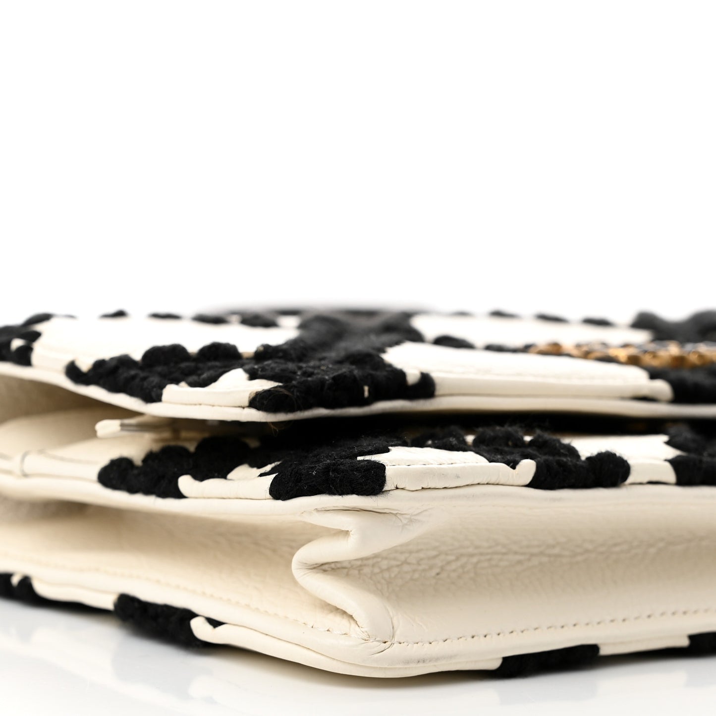 Calfskin Crochet Chanel 19 Wallet On Chain WOC White Black