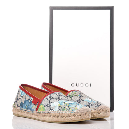 Gucci GG Supreme Monogram Blooms Espadrilles 38 Beige Blue Navy Hibiscus Red 10 of 10