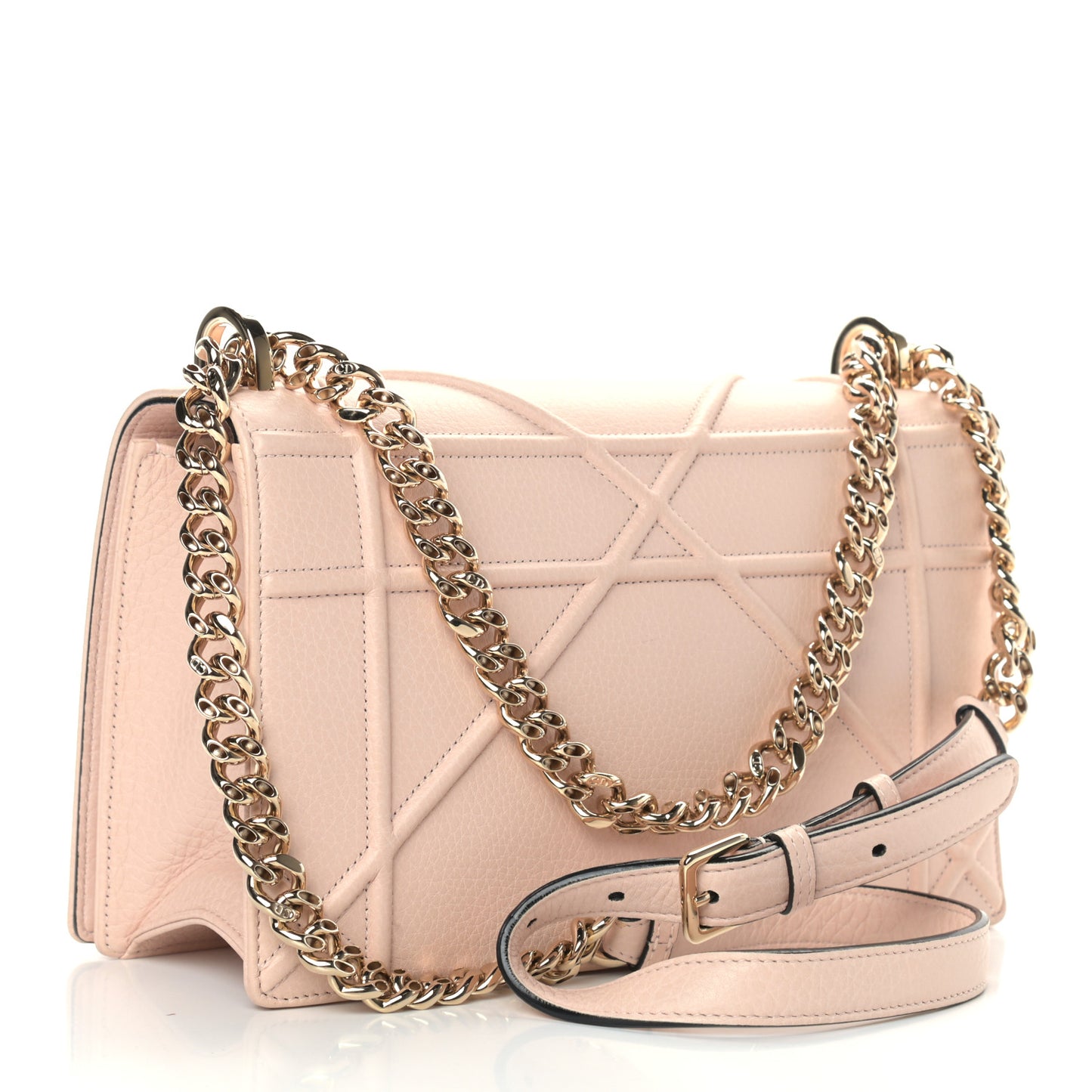 Grained Calfskin Cannage Medium Diorama Flap Bag Rose Poudre