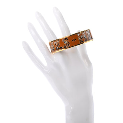 Hermes Enamel Printed Alphabet Russe Wide Bracelet 70 Potiron 2 of 5