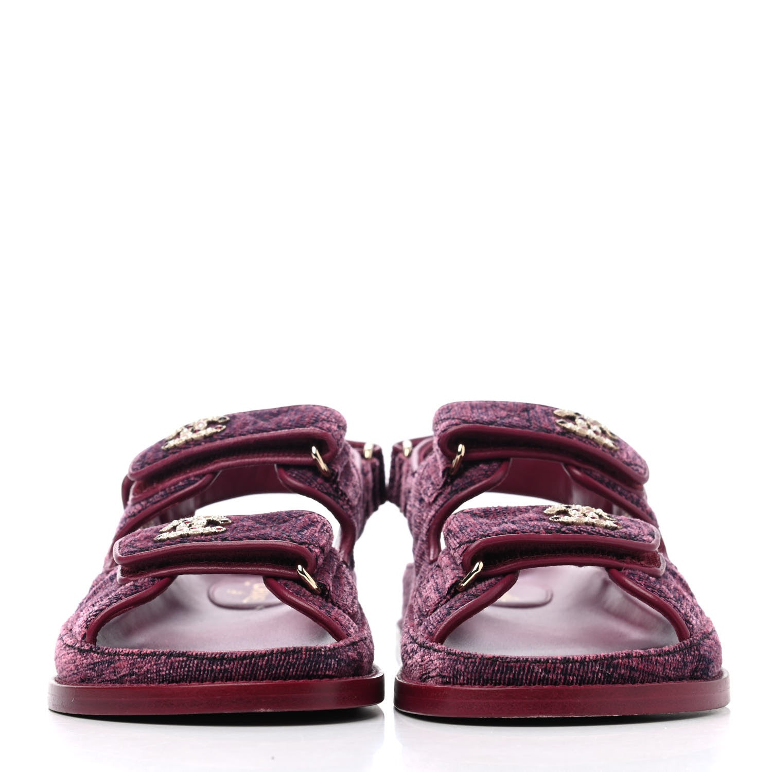 Chanel Velvet Velcro Dad Sandals 35.5 Pink 2 of 4