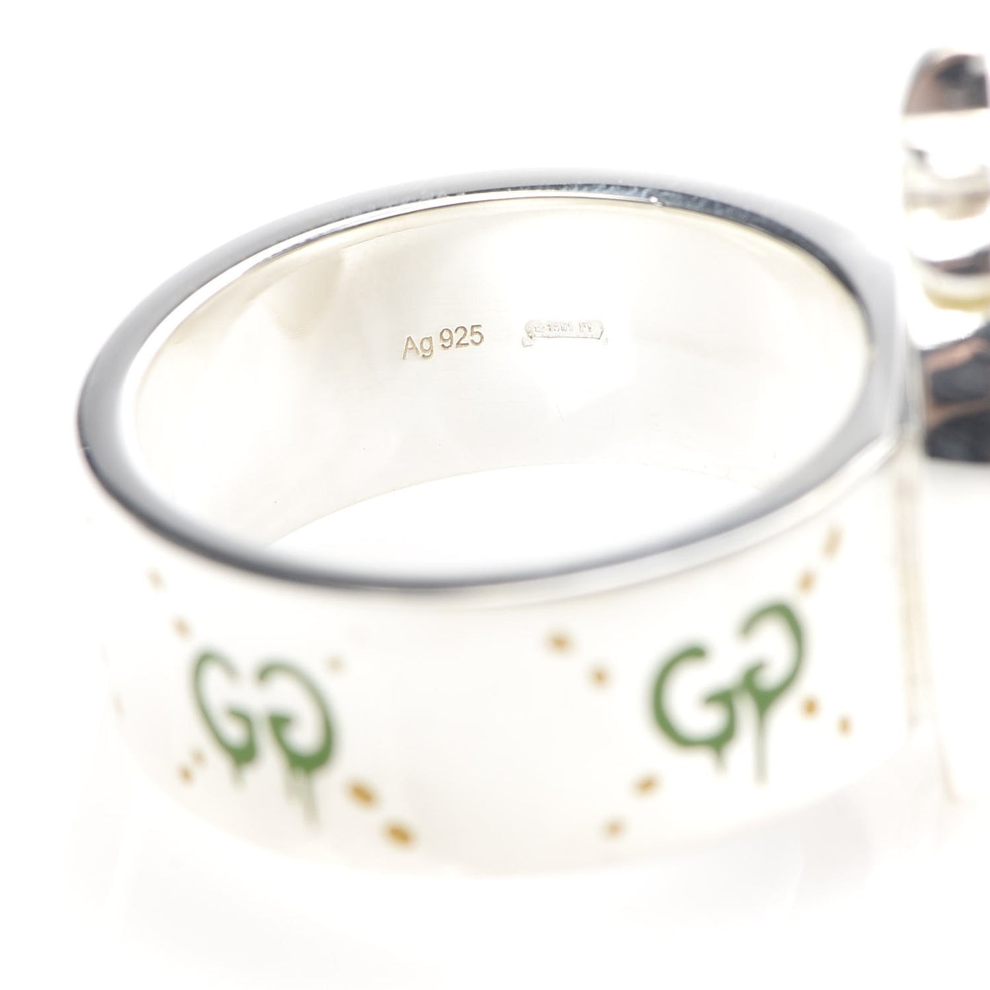 Sterling Silver Enamel GucciGhost Pineapple Ring 61 9.5