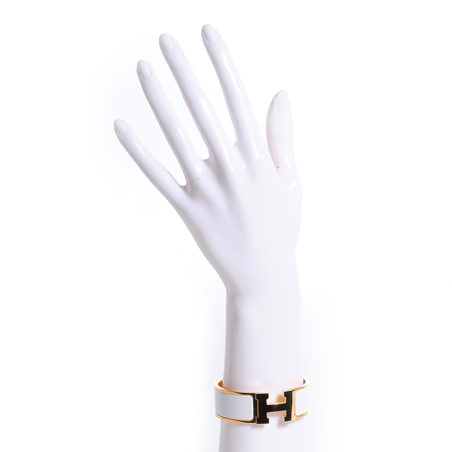 Enamel Wide Clic Clac H Bracelet PM White