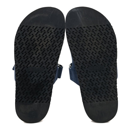 Hermes Suede Goatskin Womens Chypre Sandals 40 Bleu Celeste 5 of 9