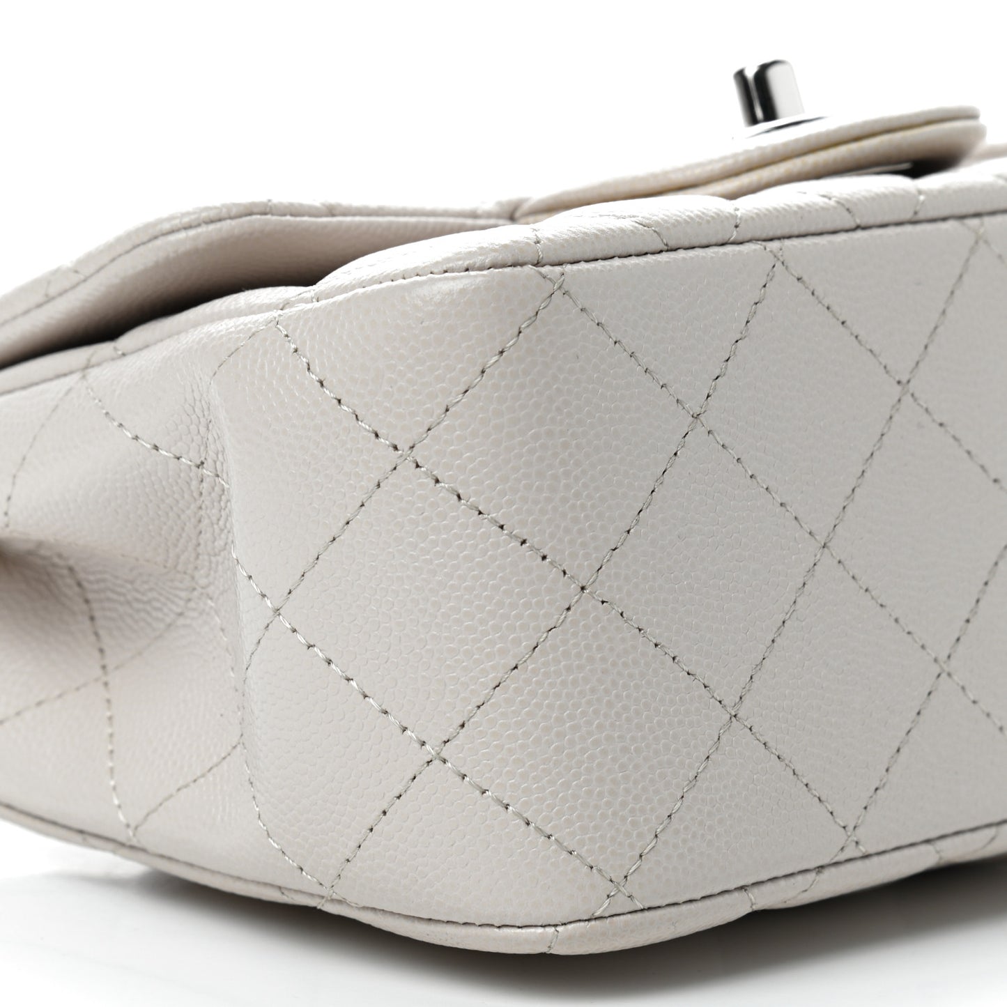 Caviar Quilted Mini Square Flap White