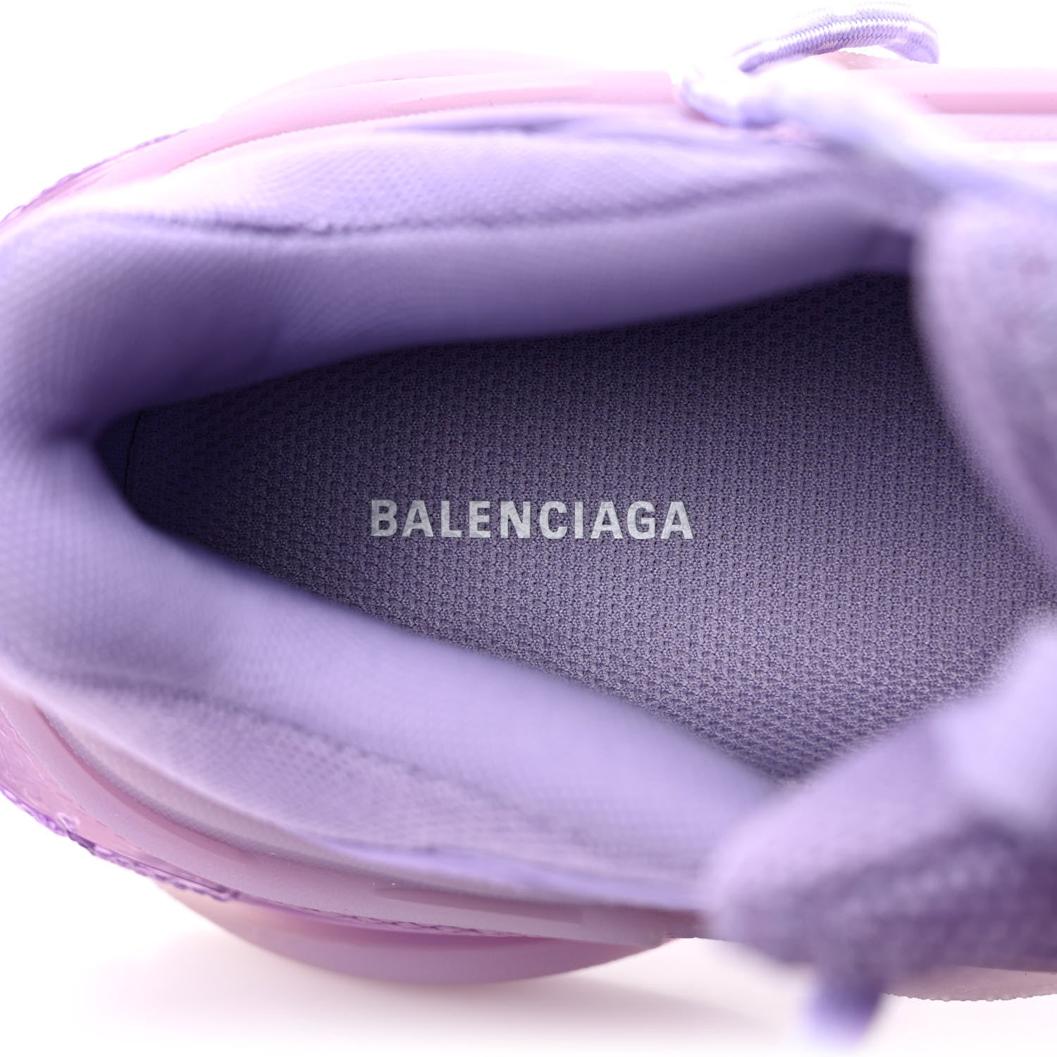 Balenciaga Fabric Mesh Clear Sole Womens Triple S Sneakers 38 Light Lilac White 8 of 9