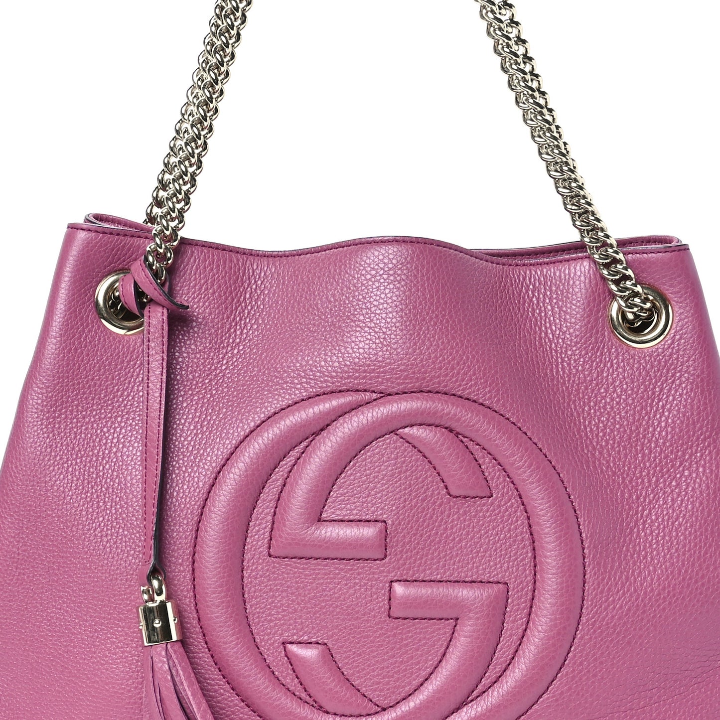Pebbled Calfskin Medium Soho Chain Shoulder Bag Peonia Flower
