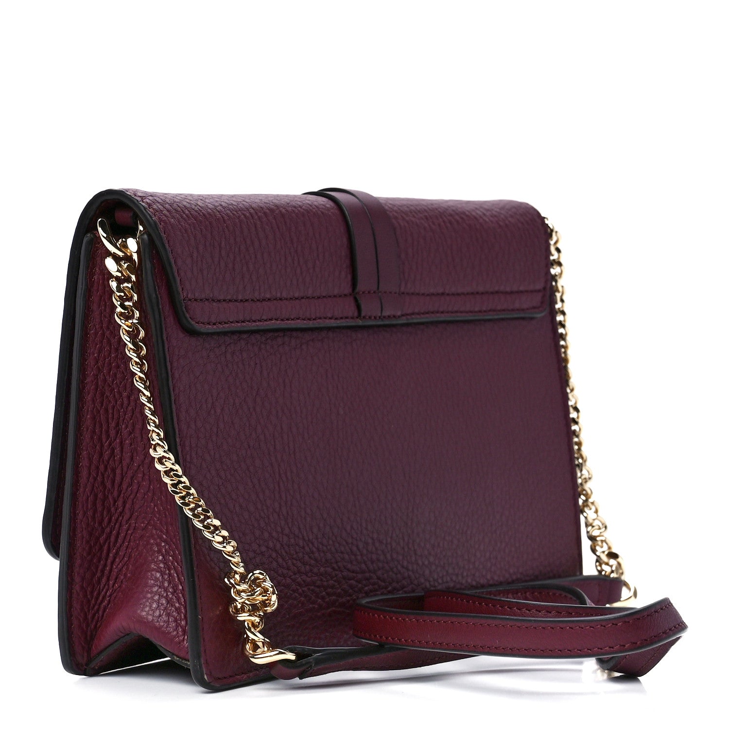 Chloe Grained Calfskin Alphabet Clutch Shoulder Bag Burgundy 3 of 12