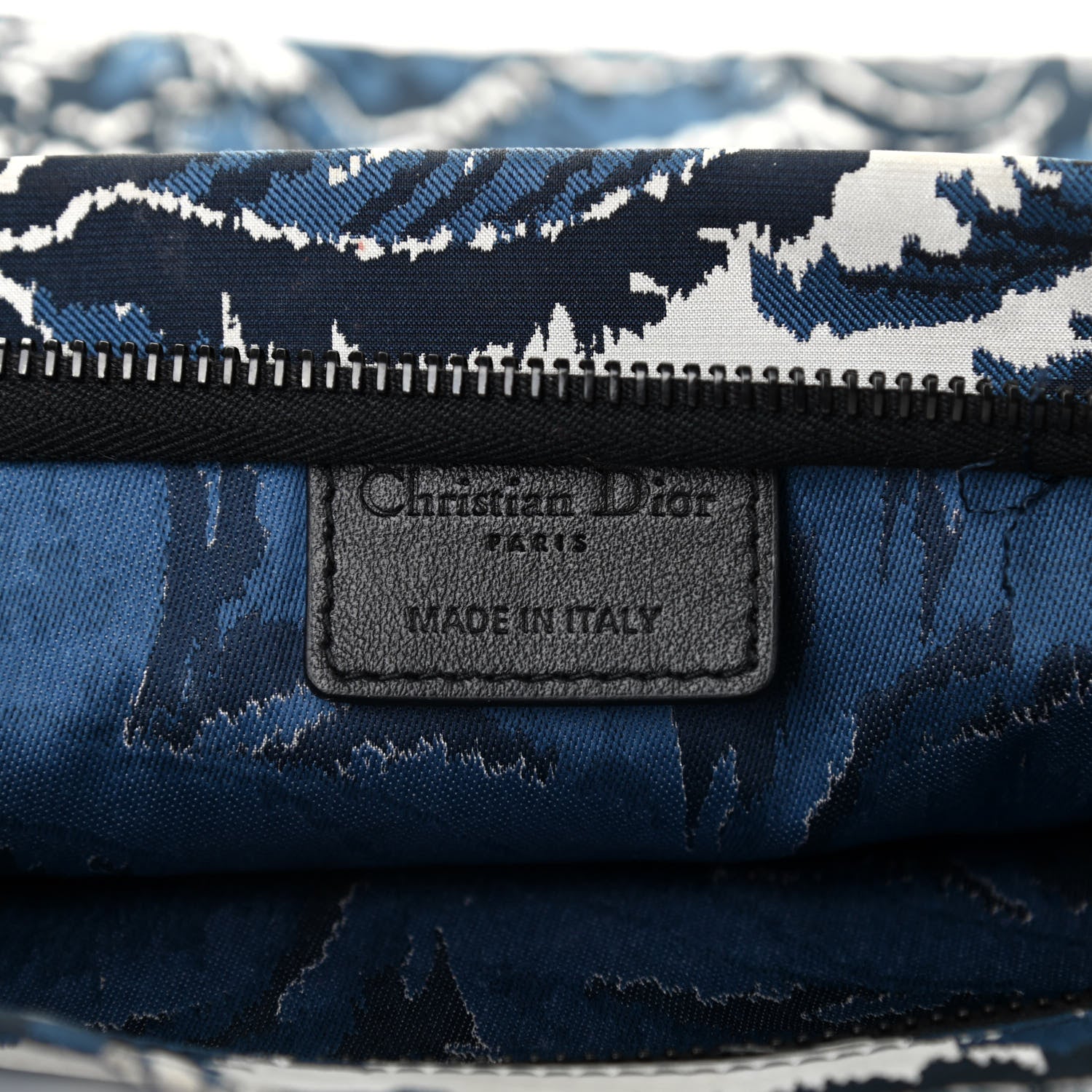 Christian Dior Embroidered Palm Tree Toile De Jouy Diortravel Zipped Pouch Blue 6 of 7