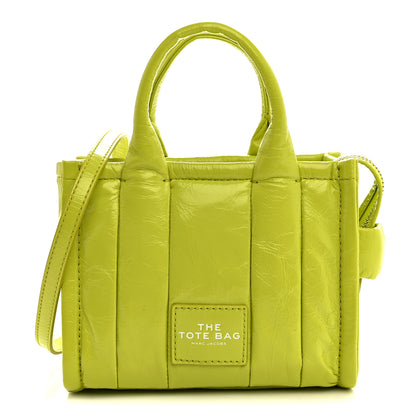 Marc Jacobs Shiny Crinkled Calfskin Mini The Tote Bag Acid Lime 1 of 10