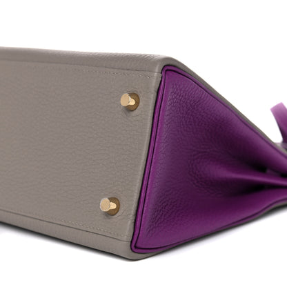 Hermes Togo Horseshoe Kelly Retourne 28 Gris Asphalte Anemone 8 of 15