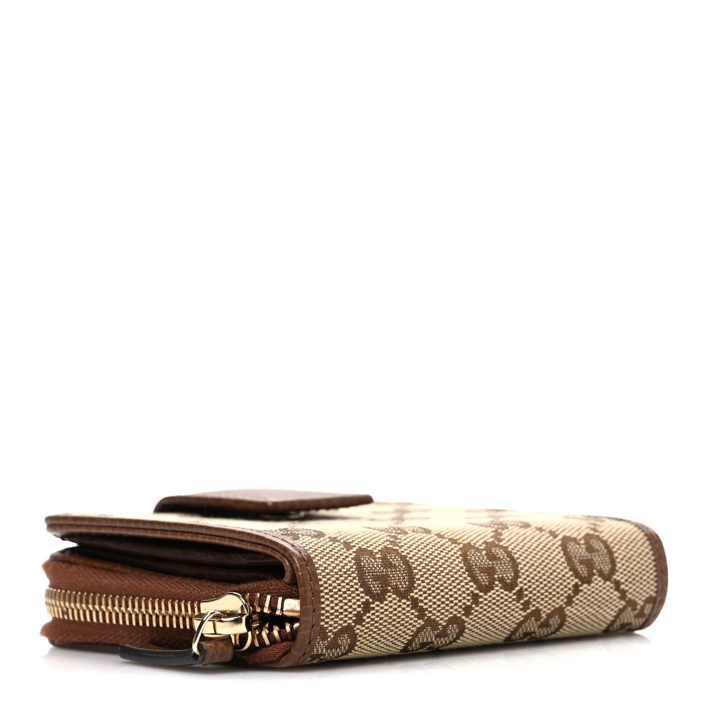 Monogram Dollar Calfskin Zip Around French Wallet Beige Ebony Tabacco