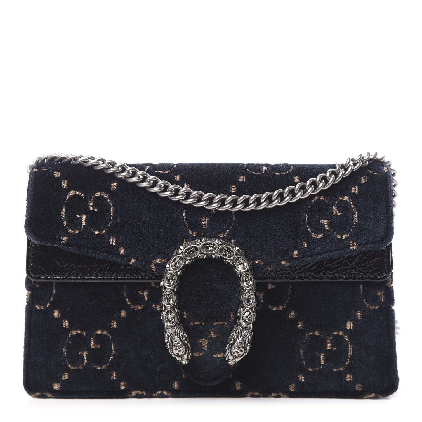 Velvet GG Monogram Super Mini Dionysus Shoulder Bag Blue Beige Black