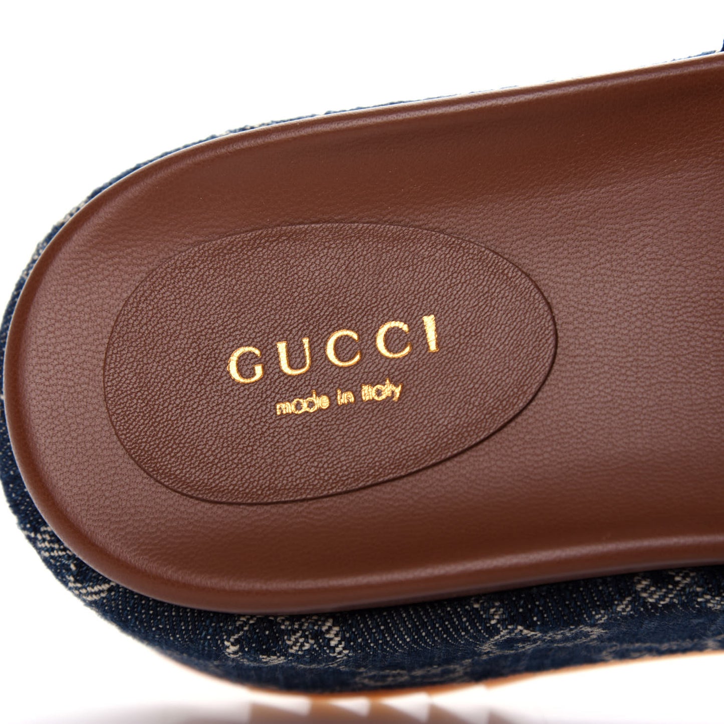 New Denim GG Monogram Angelina Platform 55mm Slide Sandals 36.5 Blue Tea
