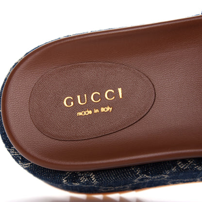 Gucci New Denim GG Monogram Angelina Platform 55mm Slide Sandals 36.5 Blue Tea 8 of 10
