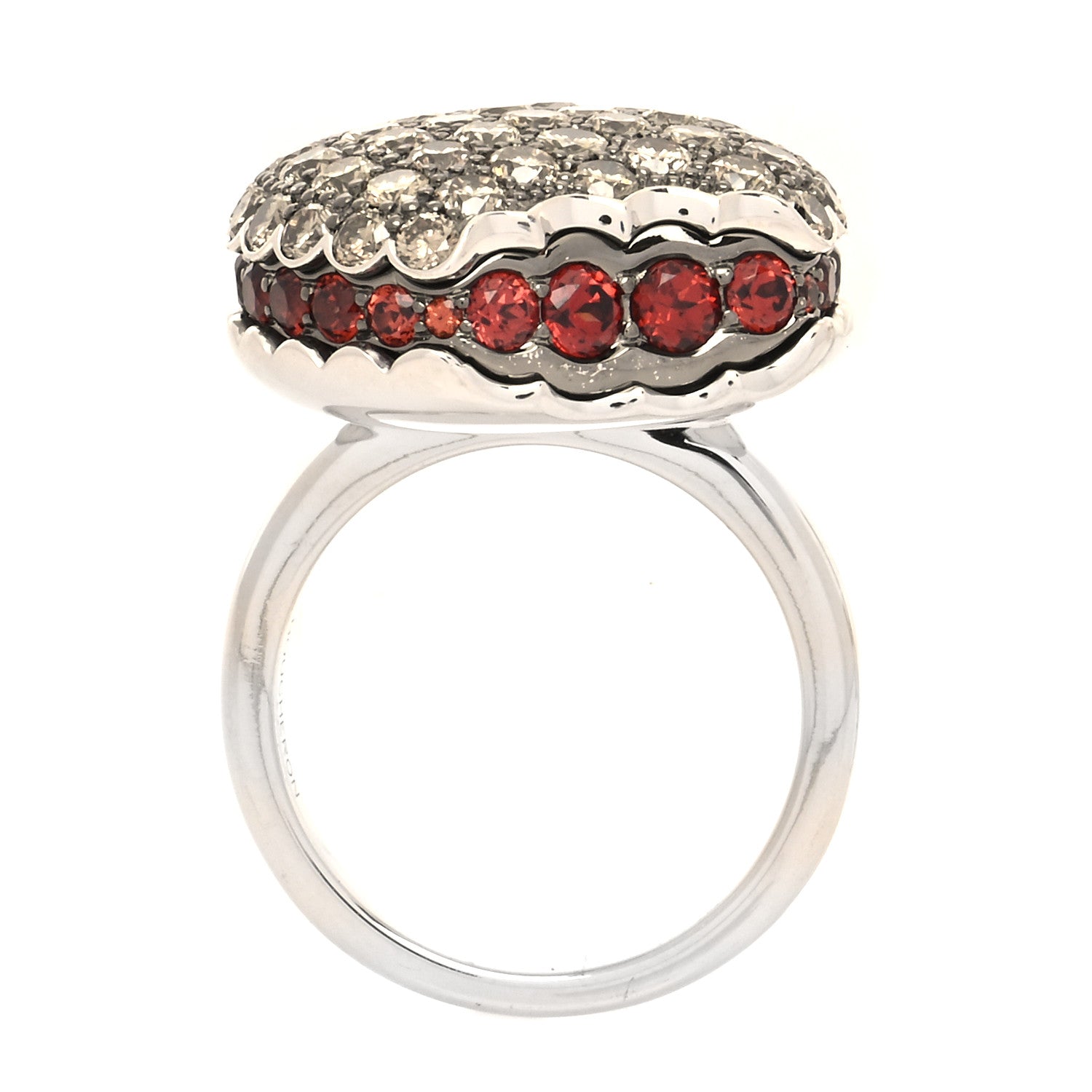 Boucheron 18K White Gold Brown Diamond Garnet Macaron Ring 54 6.75 4 of 6
