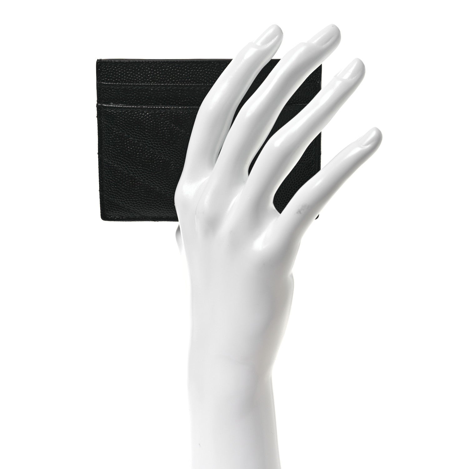 Saint Laurent Grain De Poudre Matelasse Chevron Monochrome Monogram Credit Card Case Black 2 of 8