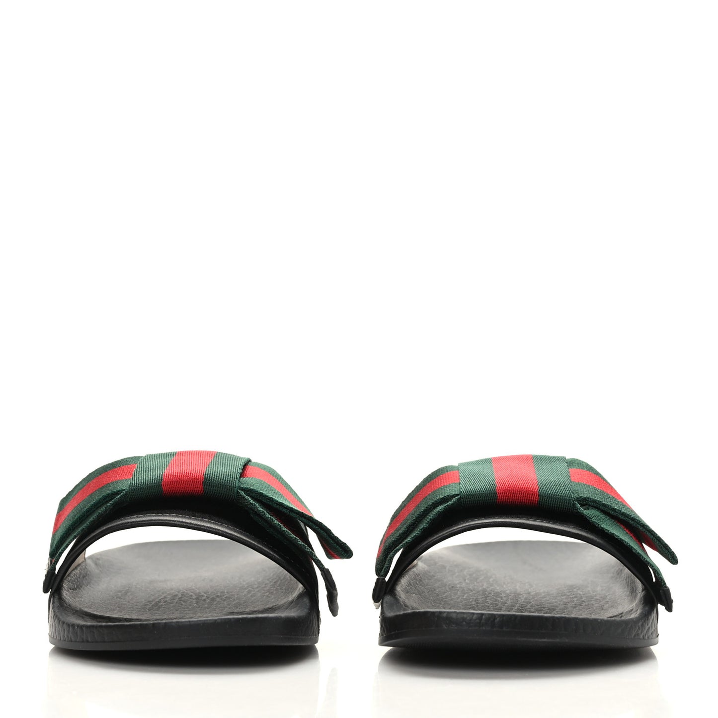 Satin Web Bow Slide Sandals 36 Black