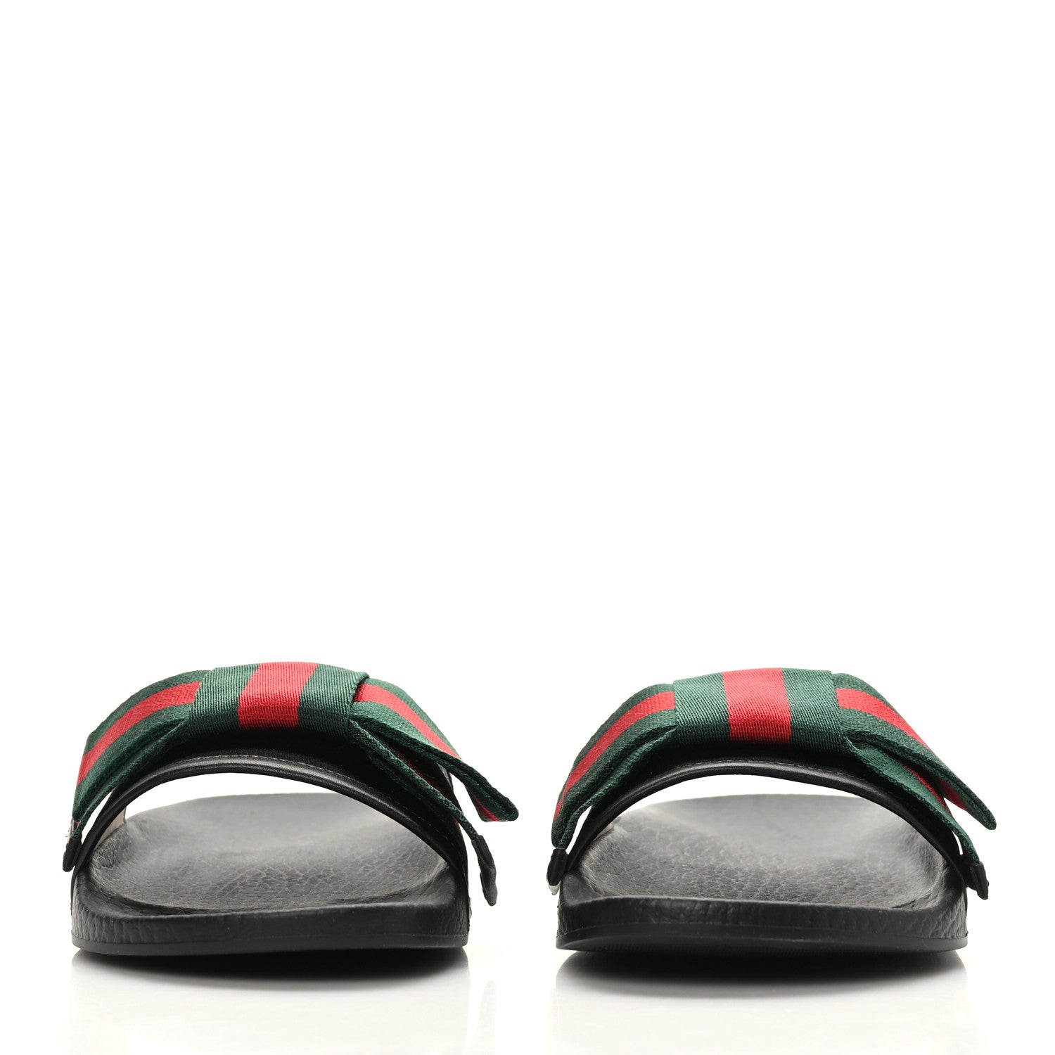 Gucci Satin Web Bow Slide Sandals 36 Black 2 of 7