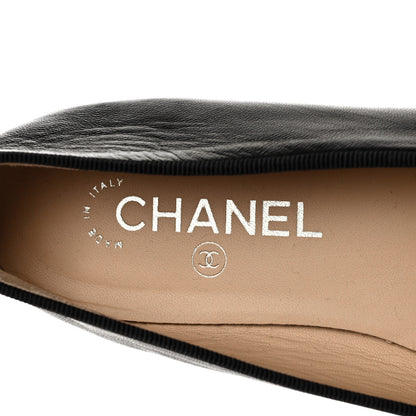Chanel Lambskin Patent Cap Toe Ballerina Flats 38.5 Black 7 of 9