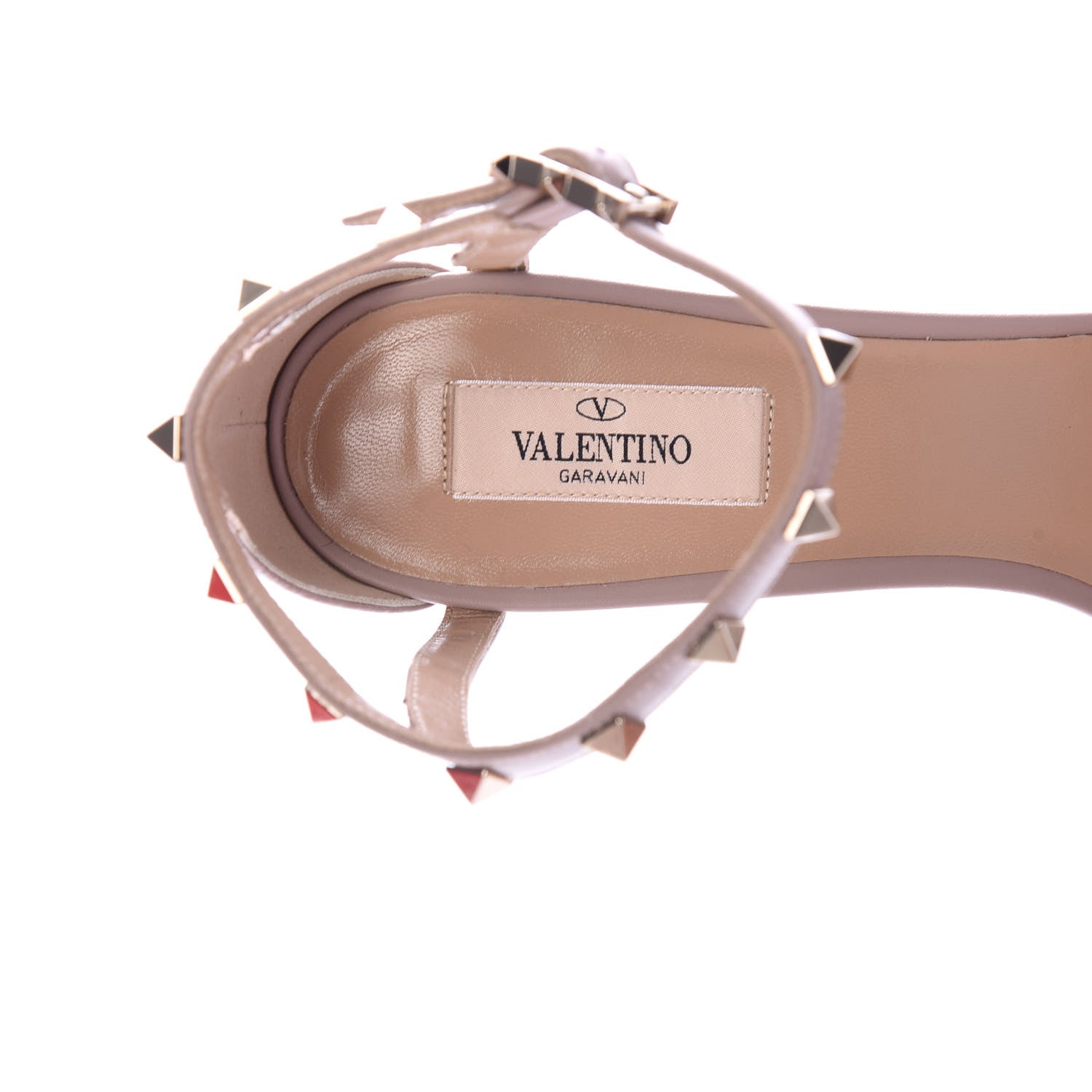 Valentino Garavani Pebbled Calfskin Rockstud Cross Strap 05/105mm Sandals 40 Poudre 8 of 9