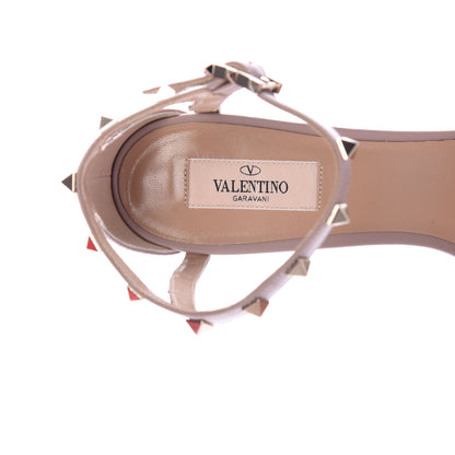 Valentino Garavani Pebbled Calfskin Rockstud Cross Strap 05/105mm Sandals 40 Poudre 8 of 9