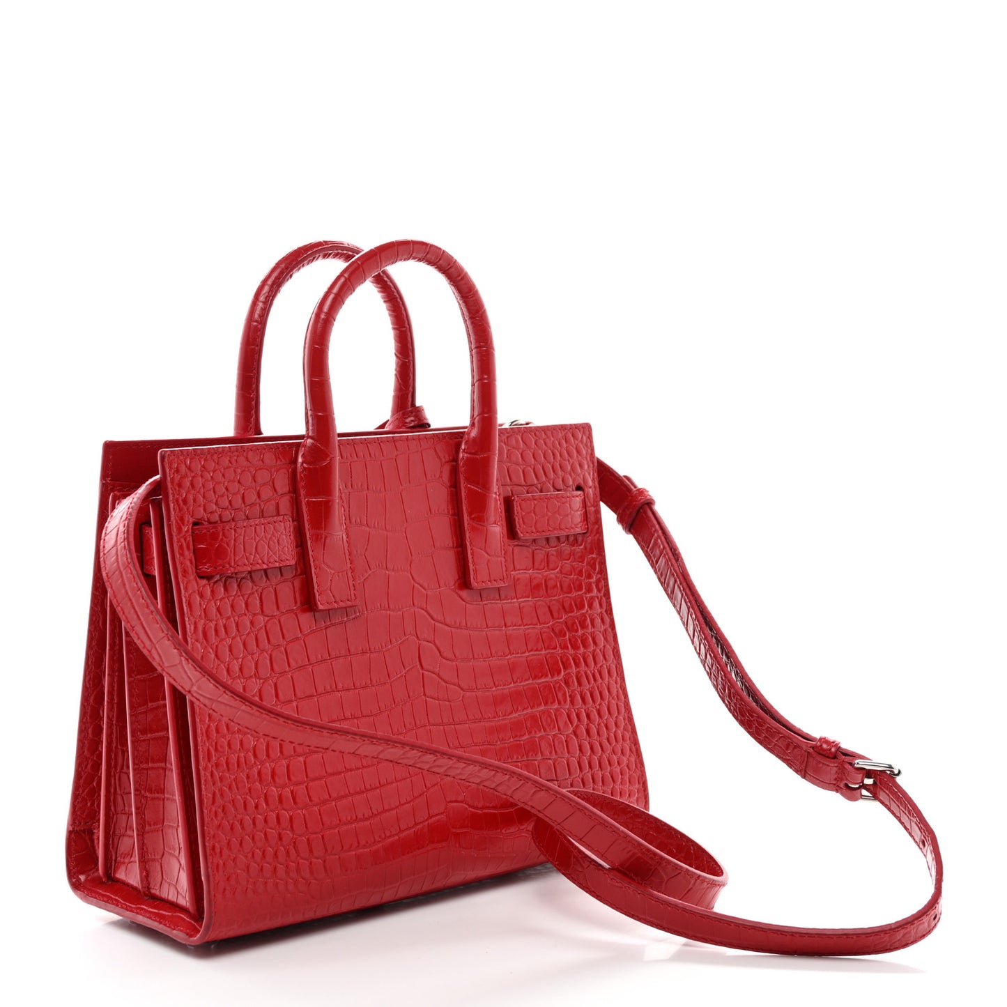Calfskin Crocodile Embossed Nano Sac De Jour Red