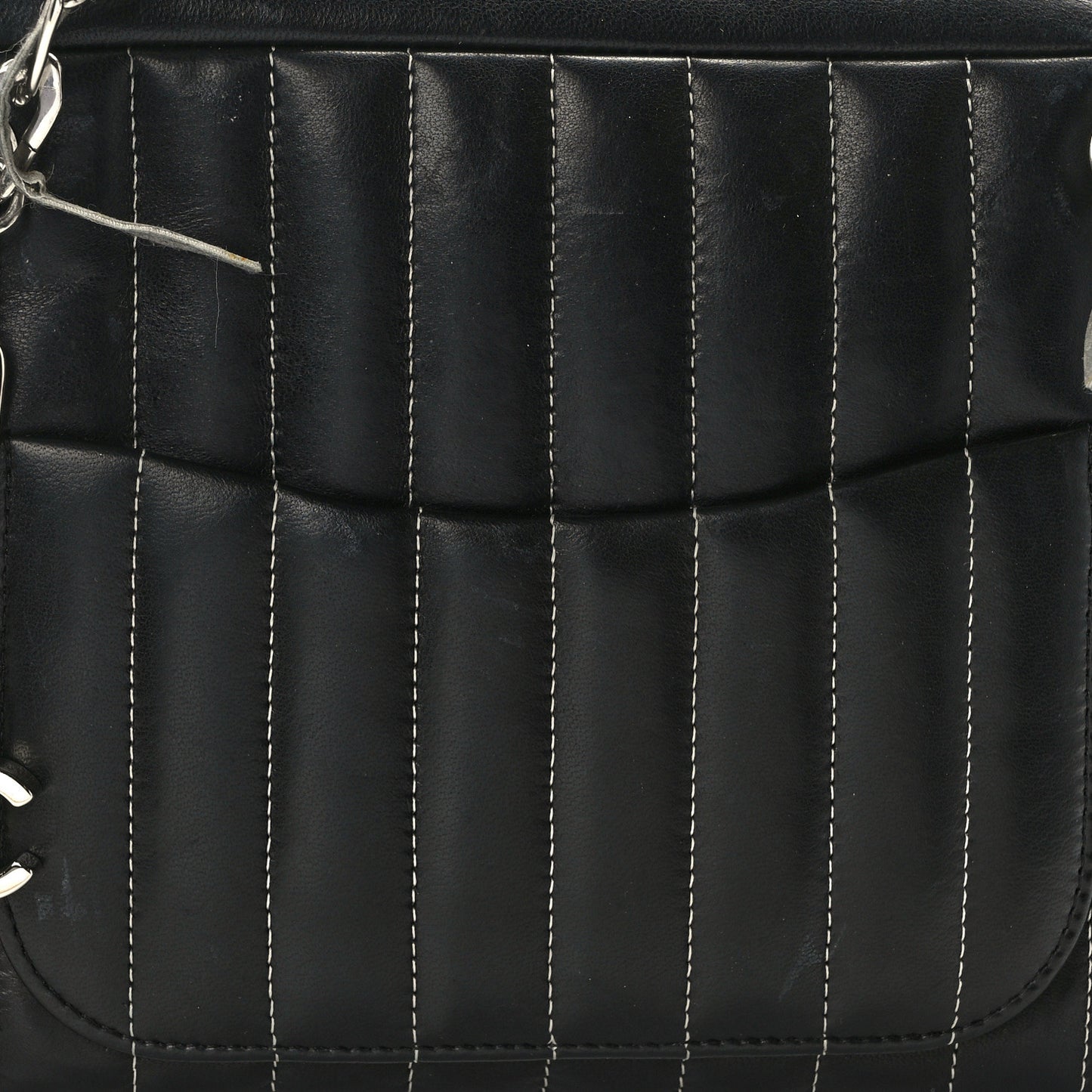 Lambskin Vertical Quilted Mademoiselle Small Camera Case Black