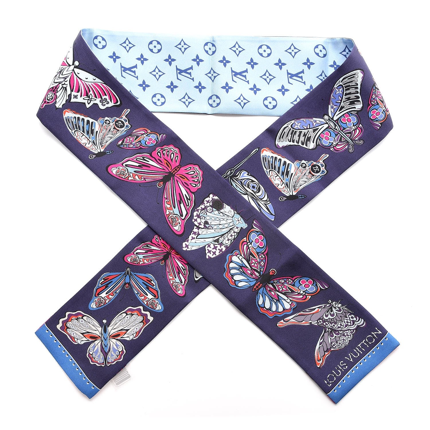 Louis Vuitton Silk Monogram World Of Love Bandeau Navy 1 of 5