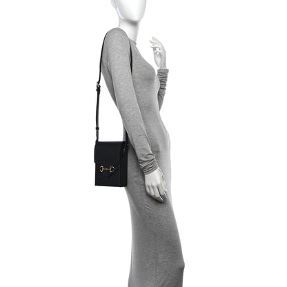 Gucci Boarded Plutone Calfskin Mini Horsebit 1955 Crossbody Bag Black 2 of 11