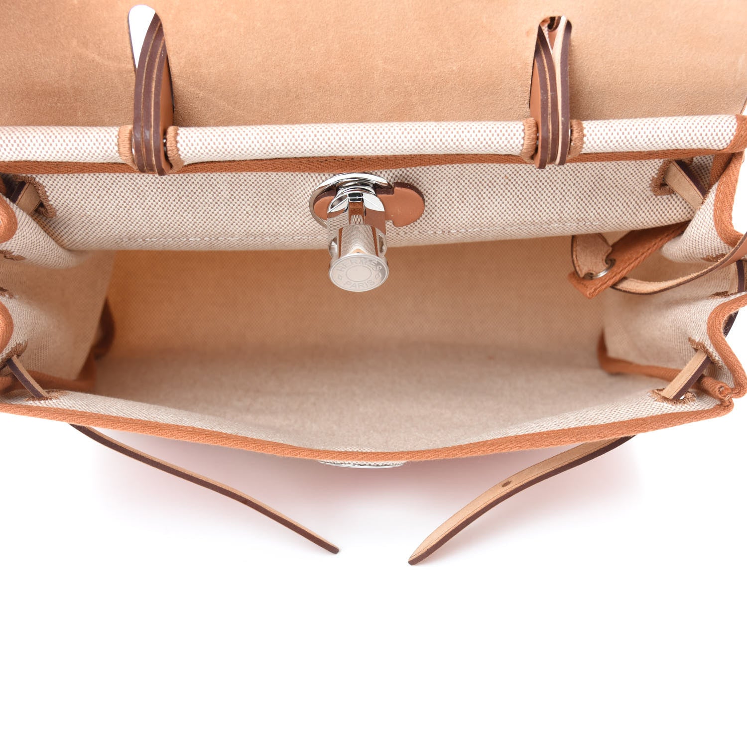 Hermes Vache Hunter Toile Pegase Pop Herbag Zip Retourne 31 PM Capucine Ecru 6 of 11