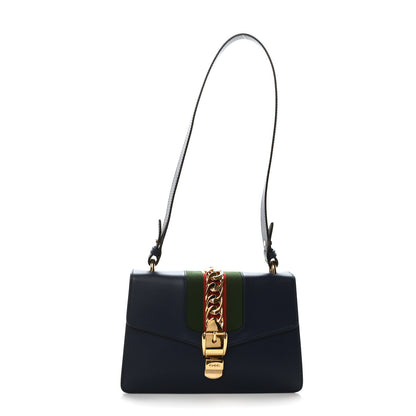 Gucci Calfskin Small Sylvie Shoulder Bag Blue Agata 1 of 10