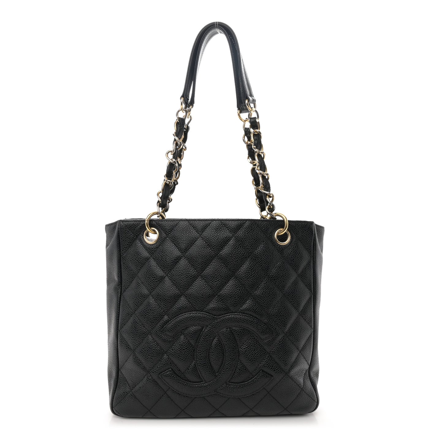Caviar Quilted Petit Shopping Tote PST Black