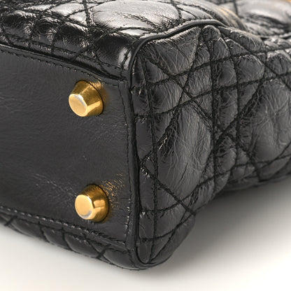 Christian Dior Crinkled Patent Cannage Small Lucky Badges My Lady Dior Black 8 of 9