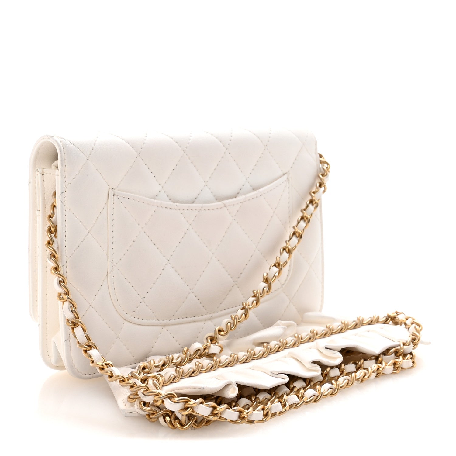 Chanel Lambskin Quilted Romance Wallet On Chain WOC White 3 of 12