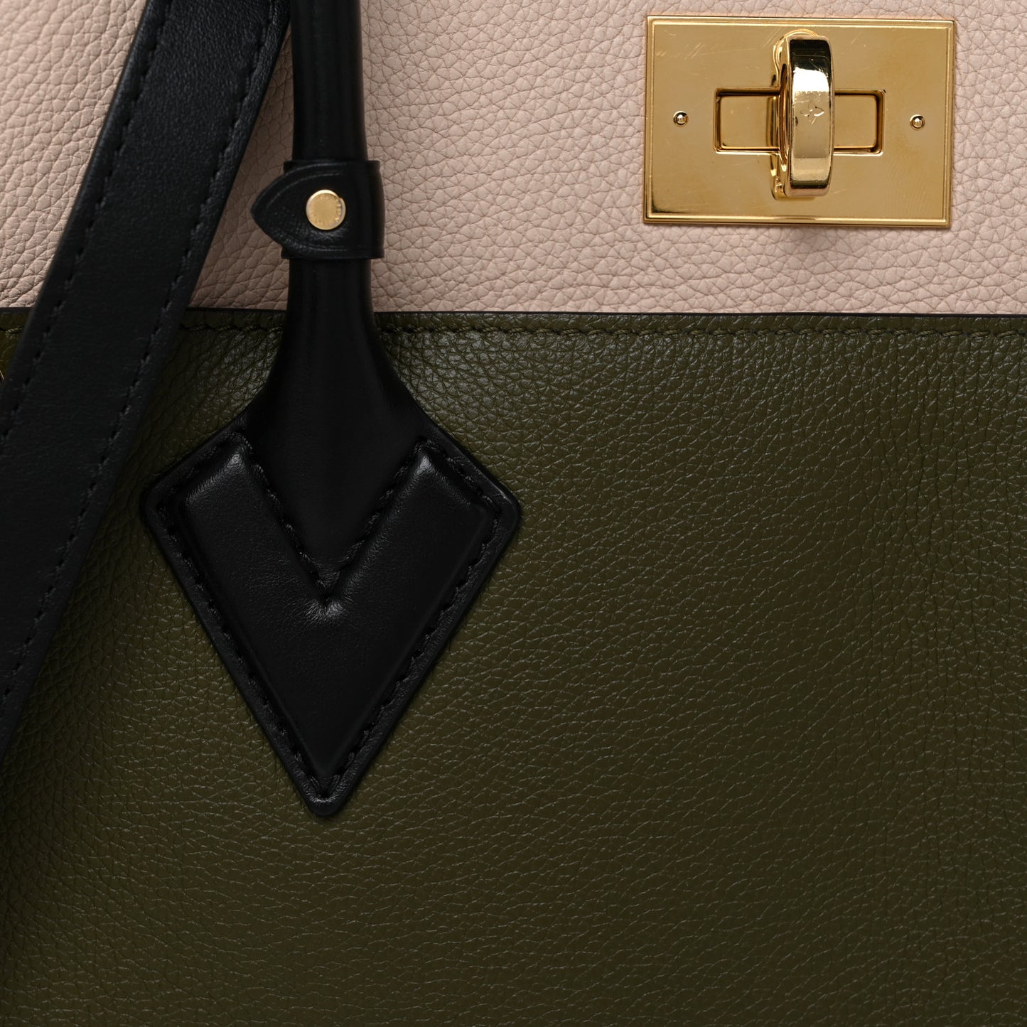 Calfskin Monogram On My Side MM Laurier Green Toffee Latte Beige