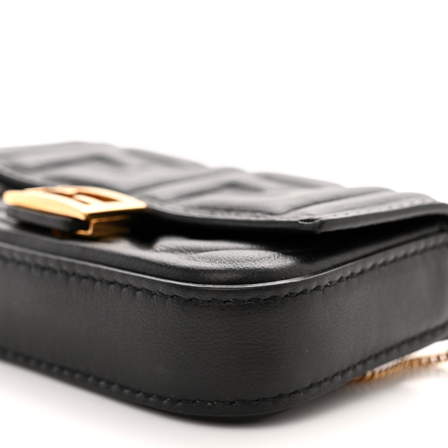 Nappa Matisse FF Embossed Nano Baguette Charm Black