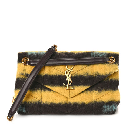 Saint Laurent Tie Dye Wool Quilted Small Loulou Puffer Monogram Chain Satchel Yellow Pacific Blue Dark Pecan 1 of 7
